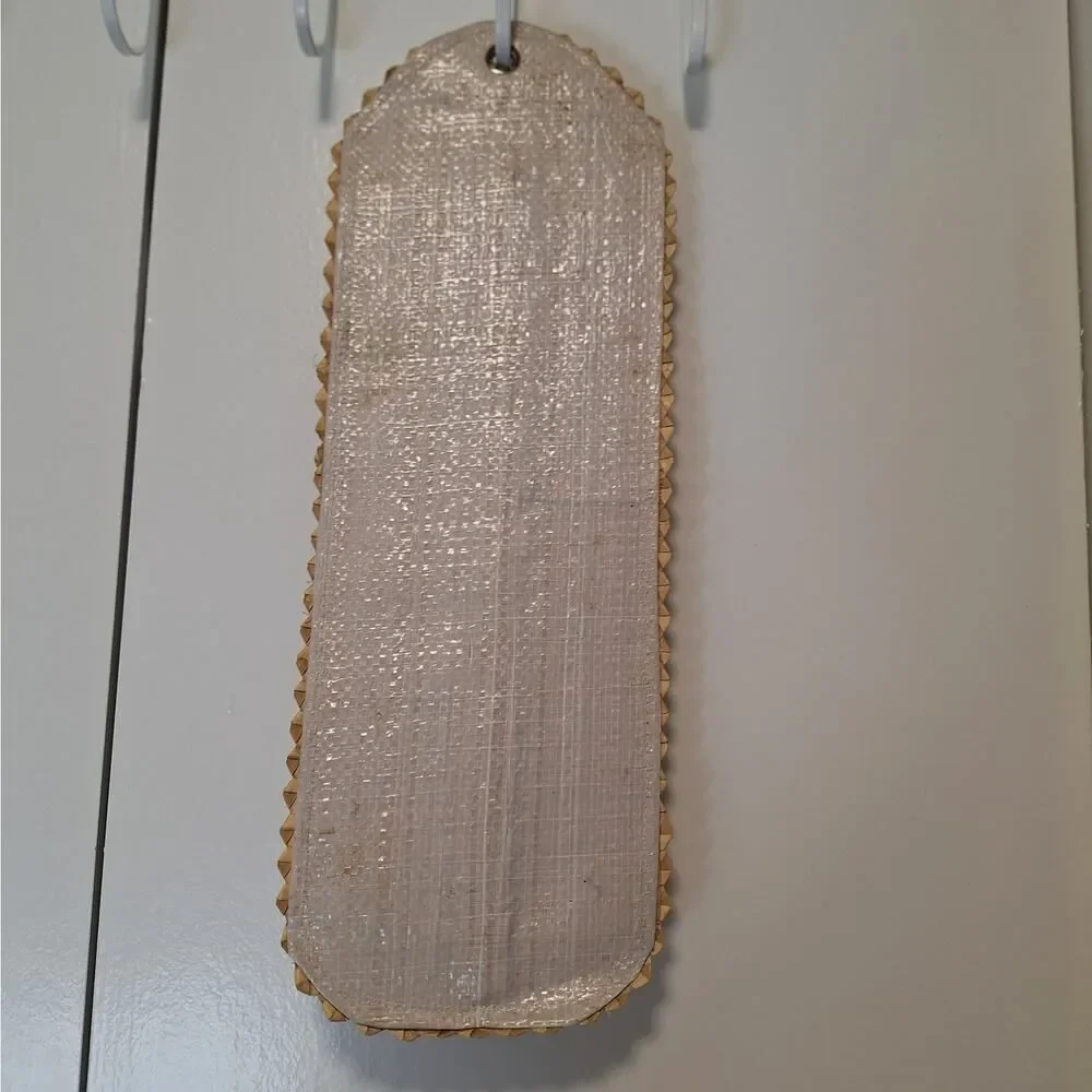 Vintage Woven Straw Rattan Mail Sorter Fruit Panama 3 Slots Wall Hanging